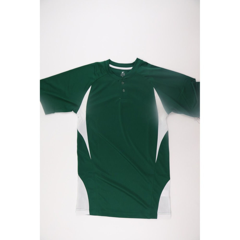 Champro Baseball Jersey Clutch Two Button Small Green White Athletic Team Sports